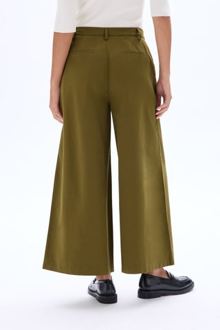 Pantalón ancho de tiro alto - Caqui