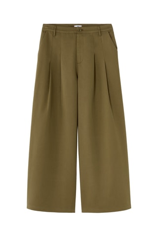 Pantalón ancho de tiro alto - Caqui