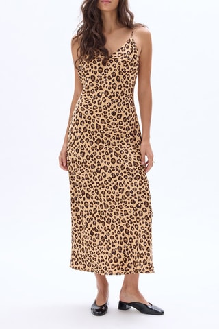 Vestido midi - Negro y marrón