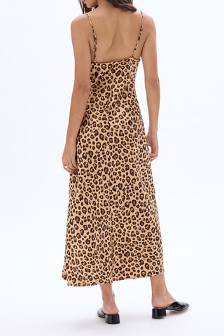 Vestido midi - Negro y marrón