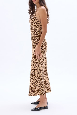 Vestido midi - Negro y marrón