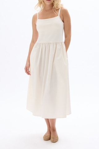 Vestido evasé bimateria - Crudo