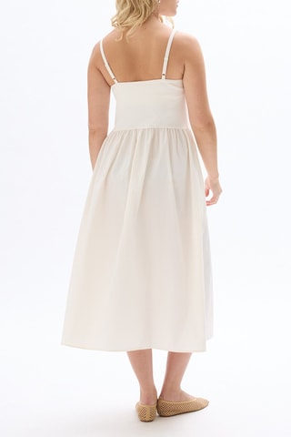 Vestido evasé bimateria - Crudo