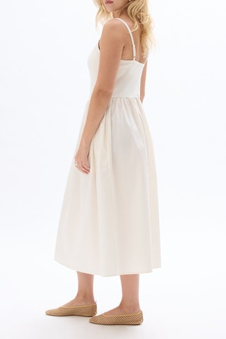 Vestido evasé bimateria - Crudo