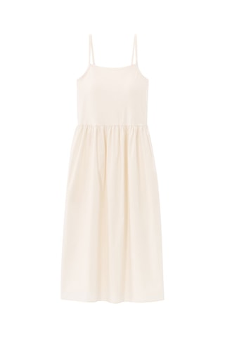 Vestido evasé bimateria - Crudo