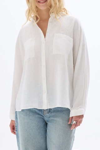 Camisa oversize de lino - Blanco