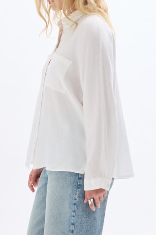 Camisa oversize de lino - Blanco