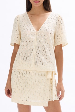Camisa con bordado inglés - Crudo