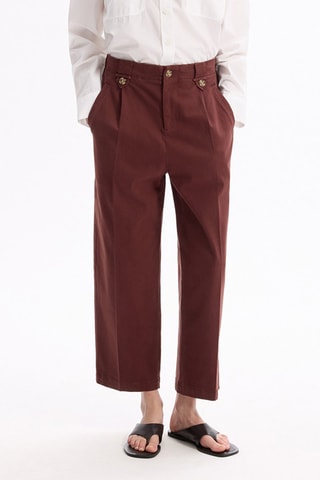 Pantalón pitillo de tiro alto - Marrón
