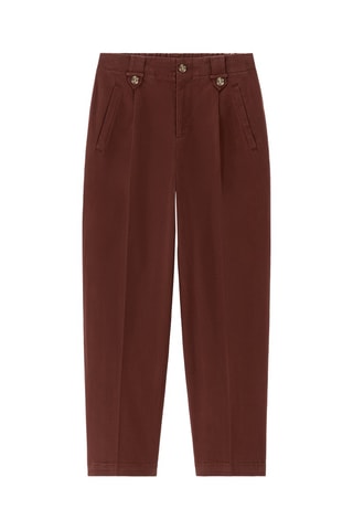 Pantalón pitillo de tiro alto - Marrón