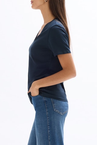 Camiseta recta de algodón orgánico - Azul marino