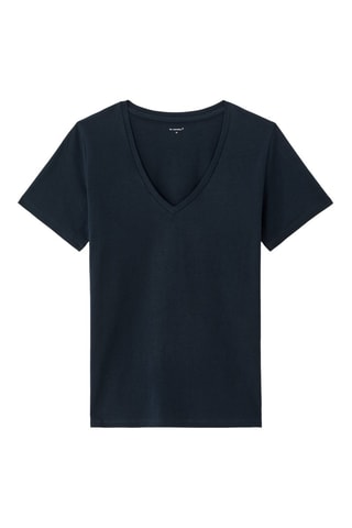 Camiseta recta de algodón orgánico - Azul marino