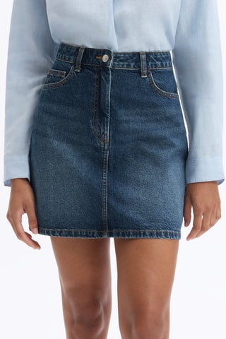 Minifalda vaquera de talle alto - Azul