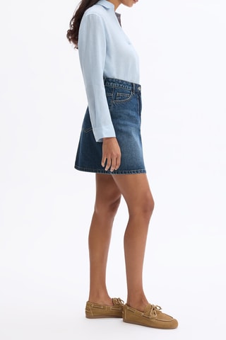 Minifalda vaquera de talle alto - Azul