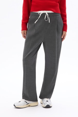 Pantalón recto de tiro alto - Gris jaspeado