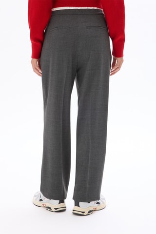 Pantalón recto de tiro alto - Gris jaspeado