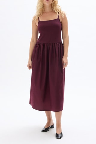 Vestido evasé bimateria - Burdeos