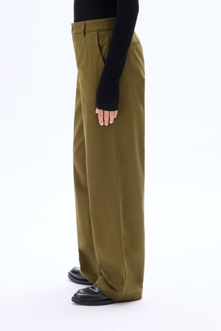 Pantalón recto de tiro alto - Caqui