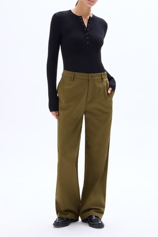 Pantalón recto de tiro alto - Caqui