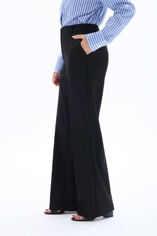 Pantalón recto de tiro alto - Negro