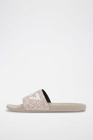 Claquettes - Taupe et blanc