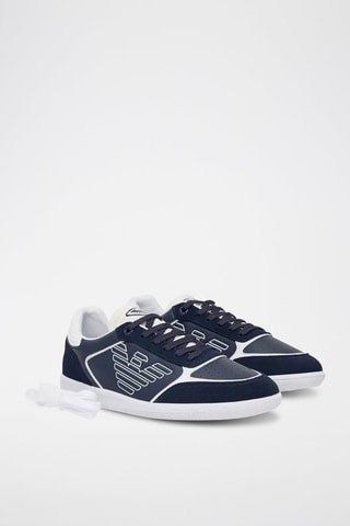 Baskets en cuir - Bleu marine et blanc