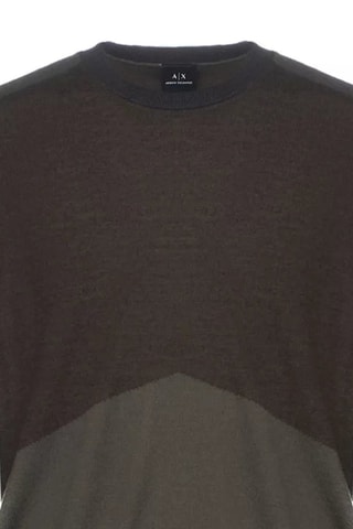 Pull en laine vierge - Vert et marron