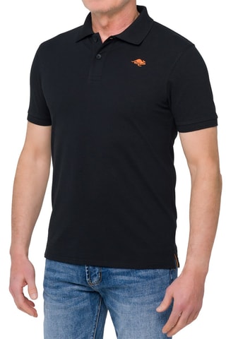 Polo regular - Preto - Preto e laranja