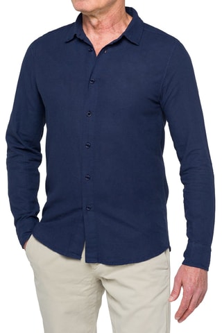 Linnen Overhemd Regular - Marineblauw