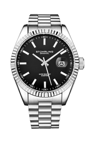 Reloj de cuarzo de acero Symphony - Plateado y negro