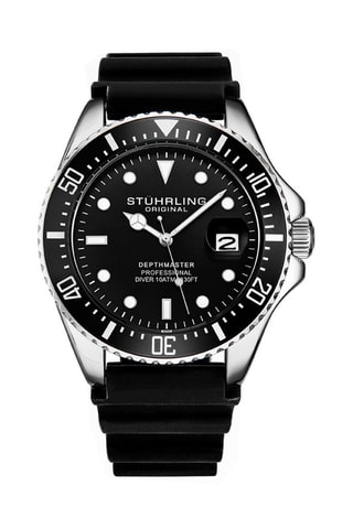 Siliconen Quartz Horloge Aquadiver   Zwart en Zilverkleurig