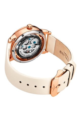 Reloj automático de piel Legacy - Beige claro y rosa dorado