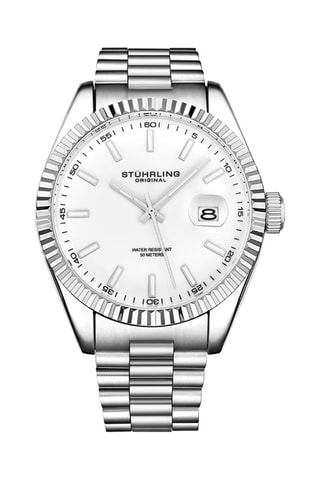 Reloj de cuarzo de acero Symphony - Plateado y blanco