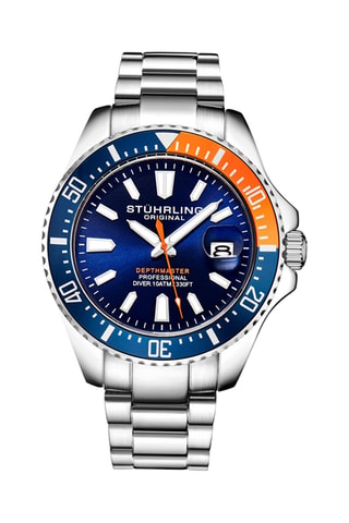 Stalen Quartz Horloge Aquadiver Zilverkleurig en Blauw