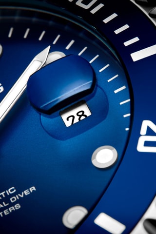 Automatisch Stalen Horloge Aquadiver Zilverkleurig en Blauw
