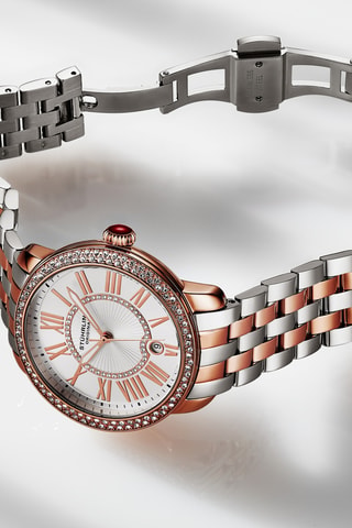 Reloj de cuarzo de acero - Rosa dorado y plateado