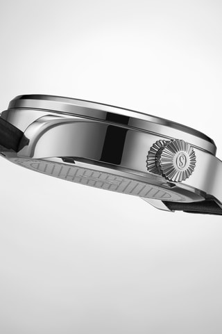 Reloj de cuarzo de piel - Negro y plateado