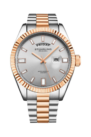 Reloj de cuarzo de acero - Plateado y rosa dorado