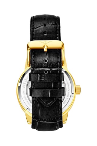 Reloj automático de piel - Negro y dorado