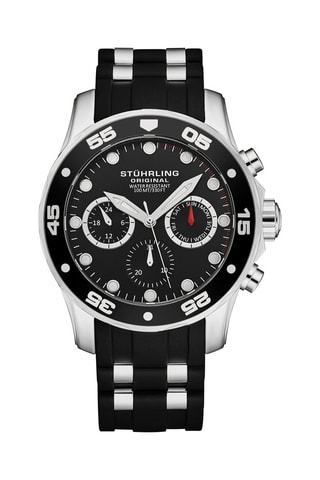 Reloj de cuarzo de caucho - Taquímetro - Negro y plateado