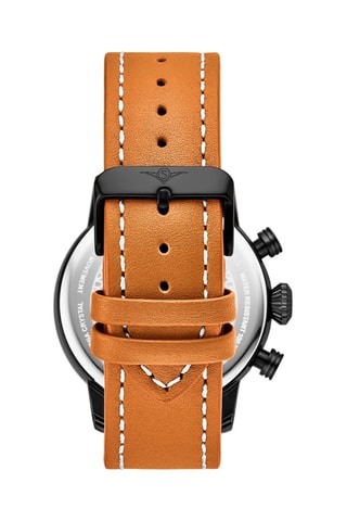 Reloj de cuarzo de piel Aviator - Subesfera de segundos - Camel y negro