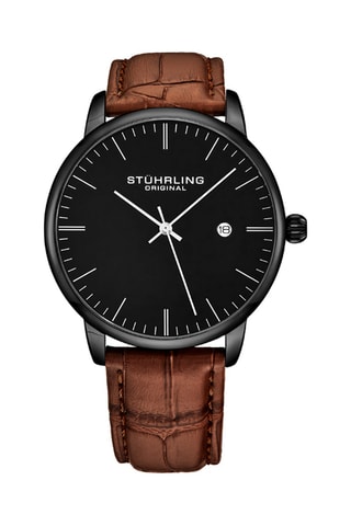 Reloj de cuarzo de piel Symphony - Marrón y negro