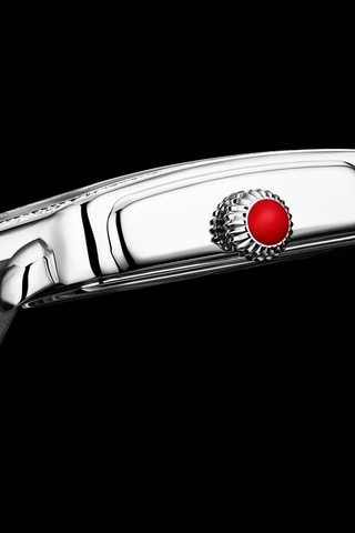 Reloj de cuarzo de piel Symphony - Negro y plateado
