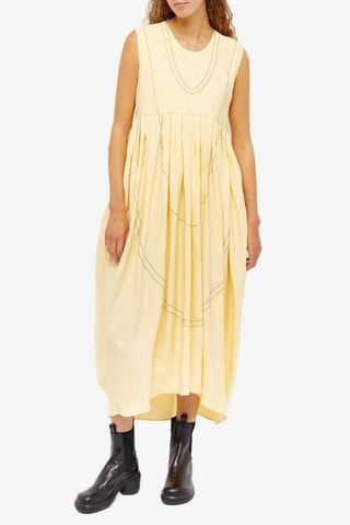 Vestido midi de seda - Beige