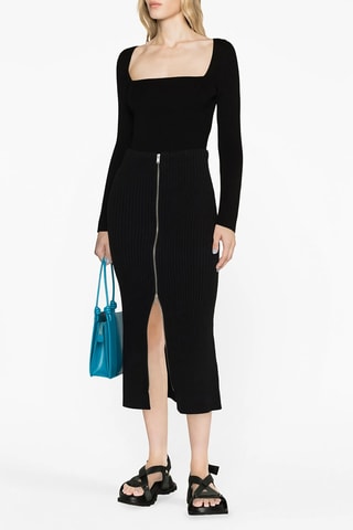 Falda recta de talle alto - Negro