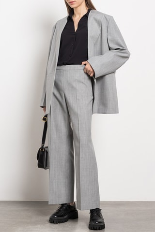 Pantalón de lana de tiro alto - Gris claro