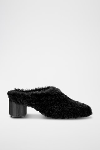 Sandalias de piel ovina forradas de tacón - Negro