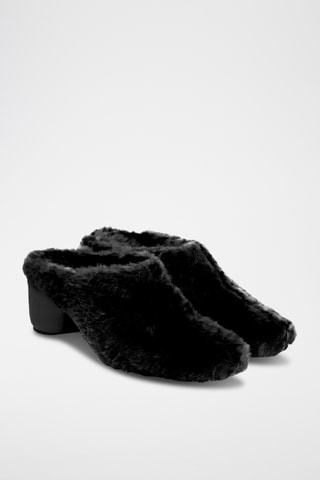 Sandalias de piel ovina forradas de tacón - Negro