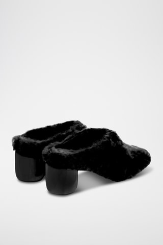 Sandalias de piel ovina forradas de tacón - Negro