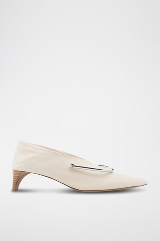 Zapatos de piel ovina de tacón - Crudo